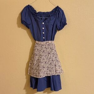 Blue Dress with Floral Apron. (Dance Costume)